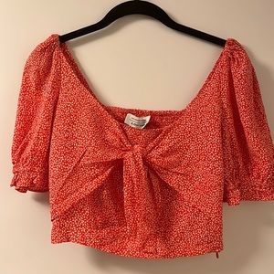 & other stores red floral cropped top